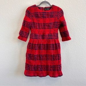 Micc Beirn Plaid Dress Red Navy Wool Blend